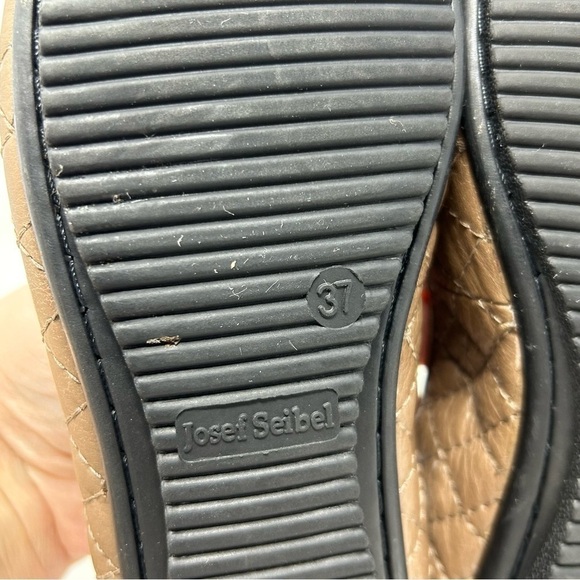 Josef Seibel Pippa Brown Quilted Leather Flats Black Cap Toe Size 37 with Bow - Picture 10 of 13